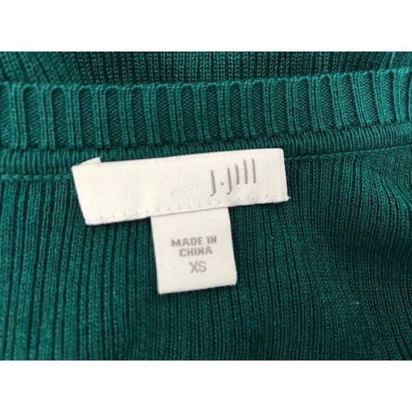 J Jill Cardigan Size XS Green Silk Blend Long Sleeve Long Line Ribbed Duster - Picture 7 of 11